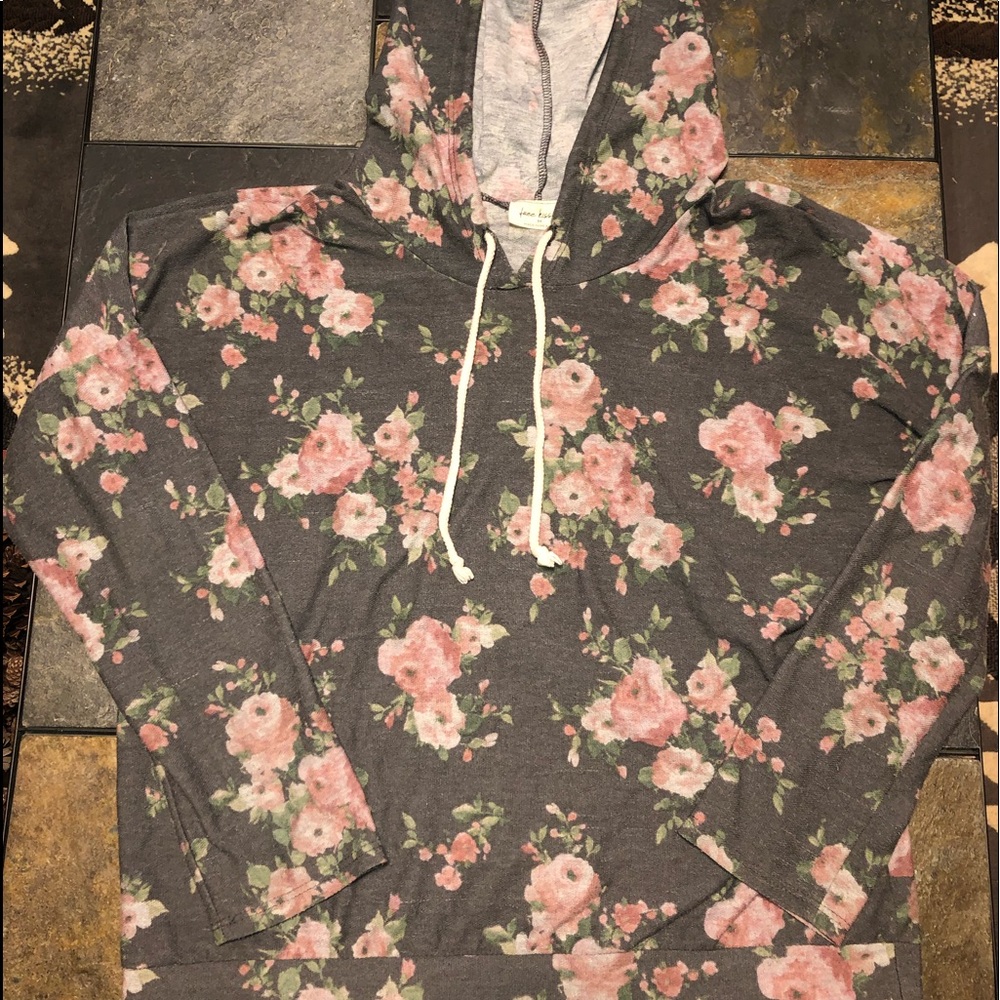 Flower Print Hoodie Shirt